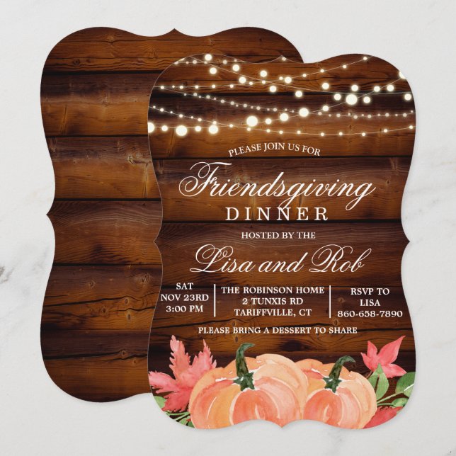 Convite de Abóbora Russo de Amizade (Frente/Verso)