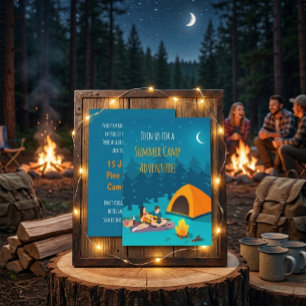 Convite de Acampamento de Verão   Design Desenhado