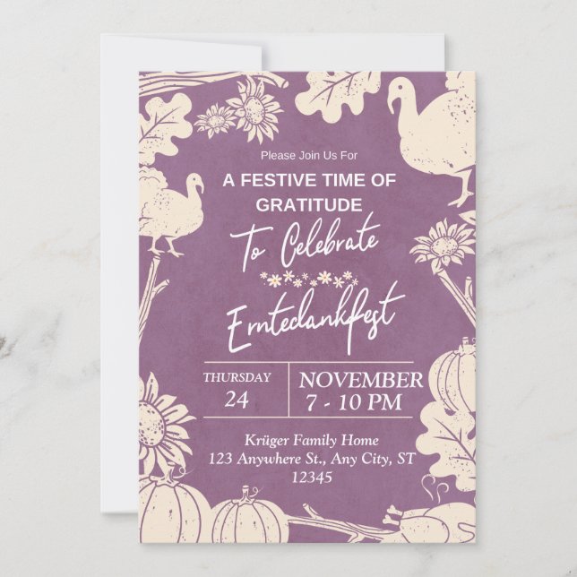 convite de ação de graças alemão (Frente)