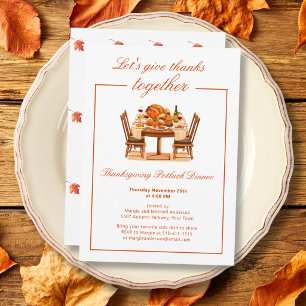 Convite de Ação de Graças Elegante para Jantar de 