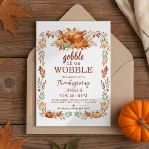 Convite de Ação de Graças Gobble Till We Wobble