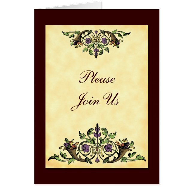 Convite de Ação de Graças Personalizada Cornucopia (Frente)