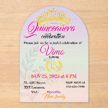 Convite de Acrílico Botânico Pastel para Quinceañe
