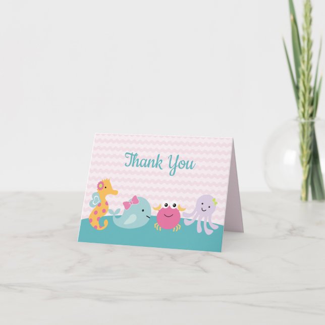 Convite de agradecimento da vida de menina animais (Frente)