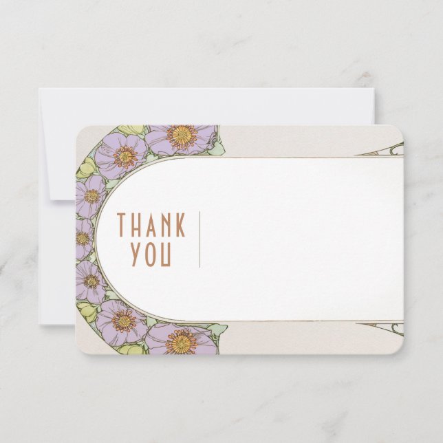 Convite de agradecimento de casamento Art Nouveau  (Frente)