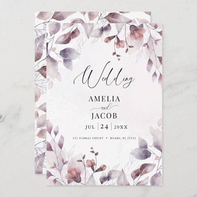 Convite de água crepuscular com vegetação moderna (Frente/Verso)