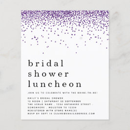 Convite de Almoço de Chá de Noiva com Brilho Roxo