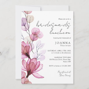 Convite de almoço de damas de honra floral rosa em