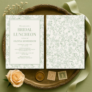 Convite de Almoço de Noiva Floral Francês Verde Sa