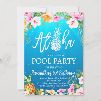 Convite de Aloha para Aniversário do Partido da Pi