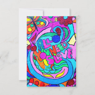 convite de amor de cor groovy