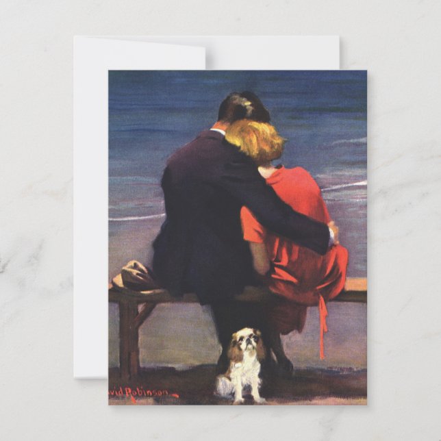 Convite de Amor e Romance Antigo na Praia (Frente)