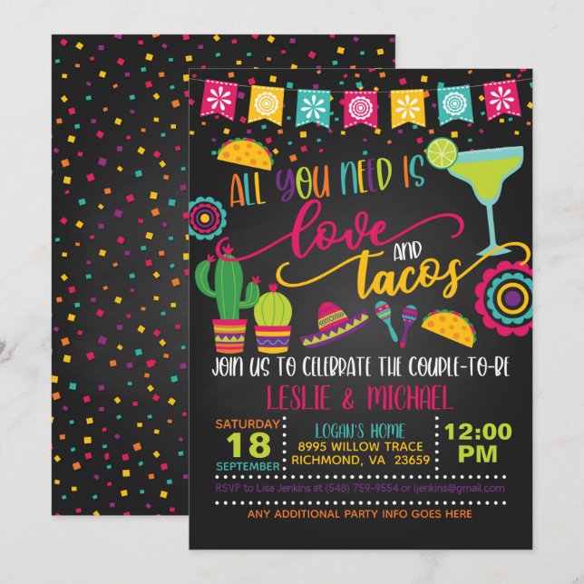 Convite de Amor e Tacos para Casal B - Tudo o que  (Frente/Verso)