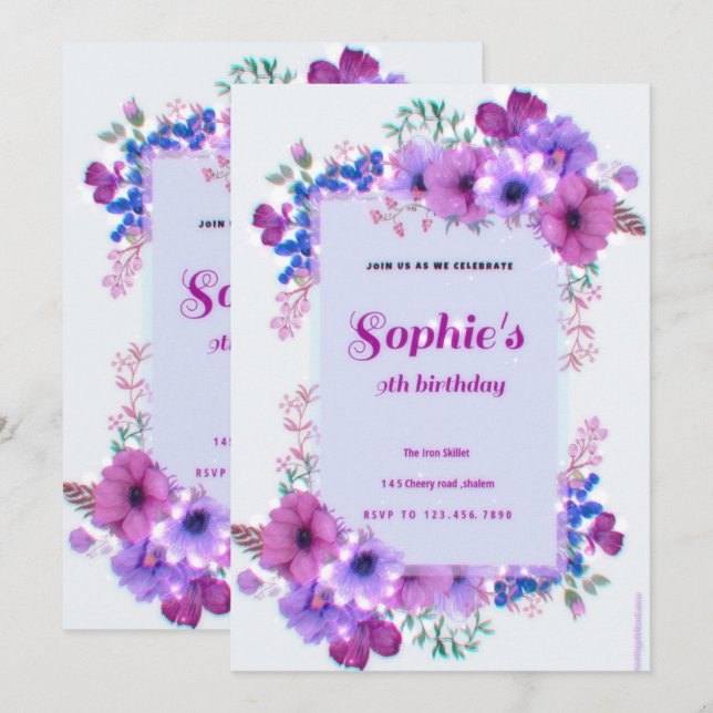 convite de aniversário (Frente/Verso)