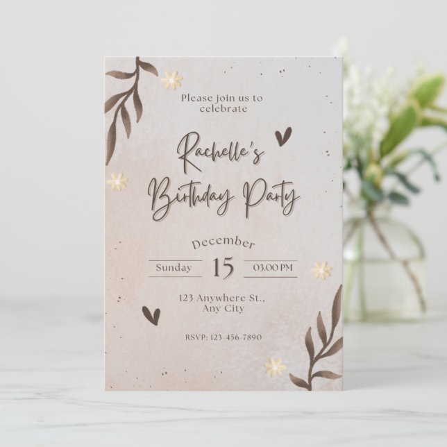 convite de aniversário (Em pé/Frente)