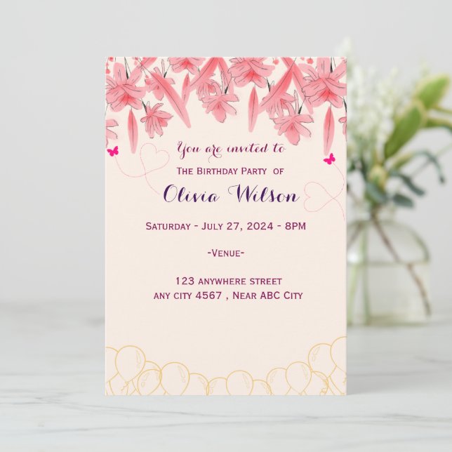 Convite de Aniversário (Em pé/Frente)