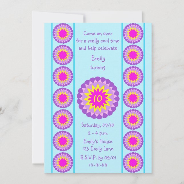 convite de aniversário 10 Azul Legal 10 (Frente)