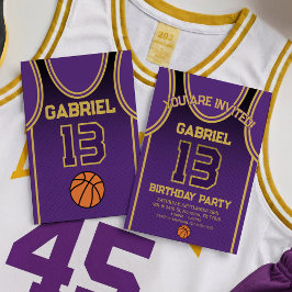 Convite de aniversário 13 de basquete para rapazes