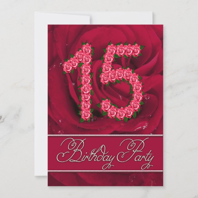 convite de aniversário 15 com rosas (Frente)
