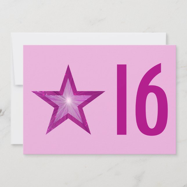 Convite de aniversário "16", rosa pálido, para Est (Frente)