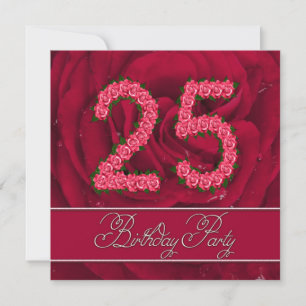 convite de aniversário 25 com rosas
