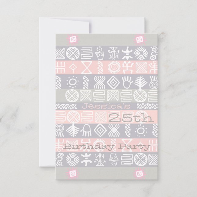 Convite de aniversário 25 étnico (Frente)
