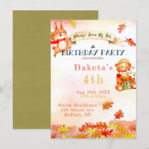 Convite de aniversário 2 do outono do Urso Cónico