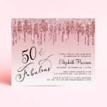 Convite de aniversário 50º Brilhante Rosa de Orçam<br><div class="desc">Elegante,  chic e econômico 50º convite de aniversário com "50 & Fabuloso" escrito em um script de na moda contra um fundo cor-de-rosa ombre,  com brilho sujo a cor-de-rosa e rosa. Você pode personalizar com o nome dela e os detalhes da festa.</div>