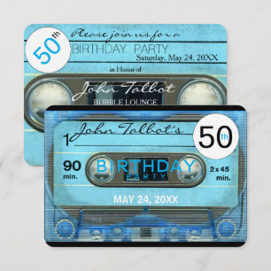 Convite de aniversário 50º de áudio T4 retrô
