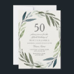 Convite de aniversário 50º Folha Verde<br><div class="desc">Green Leaf Wreath 50º Convite de Aniversário Elegante Moderno do Convite de aniversário pode também mudar o número para outros aniversários.</div>
