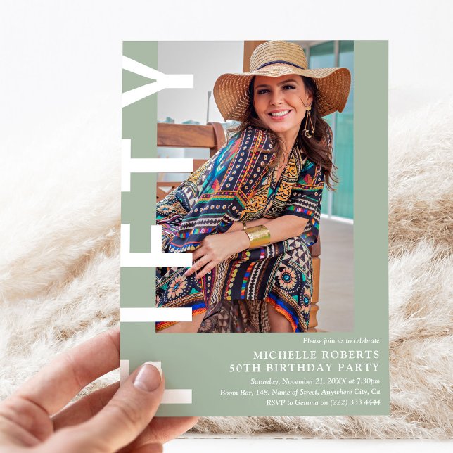 Convite de aniversário 50º Foto 50º Moderno FIFTY (Criador carregado)