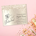 Convite de aniversário 50º Glitter Dourado de Orça<br><div class="desc">Elegante,  chic e econômico - o 50º convite de aniversário com "50 & Fabuloso" escrito em um roteiro de na moda contra um fundo dourado,  com brilho dourado falso caindo.</div>