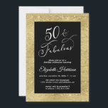 Convite de aniversário 50º preto Dourado Elegante<br><div class="desc">Escuro elegante e chico,  preto e dourado cintilante,  quinquagésimo convite de aniversário com "50 & Fabuloso" em um script de na moda.</div>