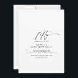 Convite de aniversário 50º Script Moderno<br><div class="desc">Este moderno convite de aniversário 50º é perfeito para uma festa de aniversário minimalista. O simples design preto e branco apresenta uma tipografia industrial única, com estilo boho moderno. Personalizável em qualquer cor. Mantenha o design mínimo e elegante, como está, ou personalize-o adicionando seus próprios gráficos e trabalhos de arte....</div>