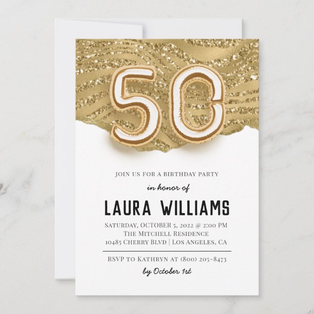 convite de aniversário 50 (Frente)