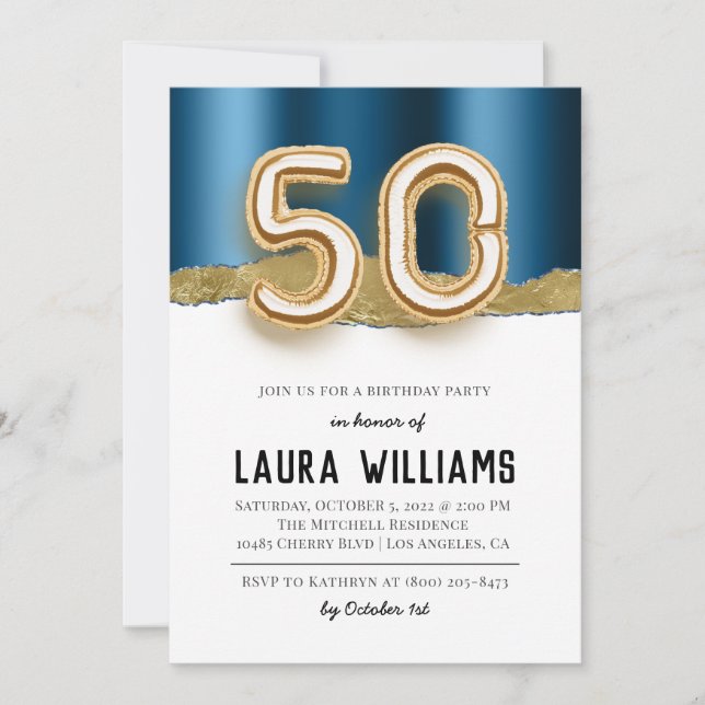 convite de aniversário 50 (Frente)