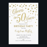 convite de aniversário 50 - Branco Dourado<br><div class="desc">design de Elegante de 50º Convite de aniversário com ouro brilhante falso e branco. Anima-te a 50 anos!</div>