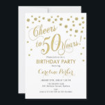 convite de aniversário 50 - Branco Dourado<br><div class="desc">design de Elegante de 50º Convite de aniversário com ouro brilhante falso e branco. Anima-te a 50 anos!</div>
