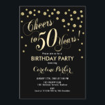 convite de aniversário 50 - Dourado Preto<br><div class="desc">design de Elegante de 50º Convite de aniversário em ouro brilhante falso e preto. Anima-te a 50 anos!</div>