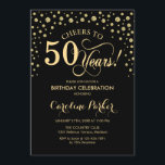 convite de aniversário 50 - Dourado Preto<br><div class="desc">50º Convite de aniversário. Design elegante com ouro brilhante falso e preto. Anima-te a 50 anos! Envie-me uma mensagem se precisar de mais personalização.</div>