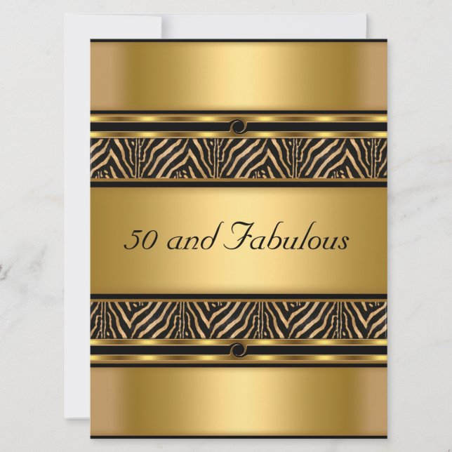 Convite de Aniversário 50 e Fabuloso Dourado (Frente)