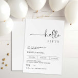 Convite de aniversário 50 minimalista moderno<br><div class="desc">Essa tipografia minimalista do 50º convite de aniversário é perfeita para uma festa de aniversário moderna. A simples design apresenta uma tipografia clássica minimalista, a preto e branco, com um toque moderno. Personalizável em qualquer cor. Mantenha o design mínimo e elegante, como está, ou personalize-o adicionando seus próprios gráficos e...</div>