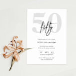 Convite de aniversário 50 minimalista moderno<br><div class="desc">Essa tipografia minimalista do 50º convite de aniversário é perfeita para uma festa de aniversário moderna. A simples design apresenta uma tipografia clássica minimalista, a preto e branco, com um toque moderno. Personalizável em qualquer cor. Mantenha o design mínimo e elegante, como está, ou personalize-o adicionando seus próprios gráficos e...</div>