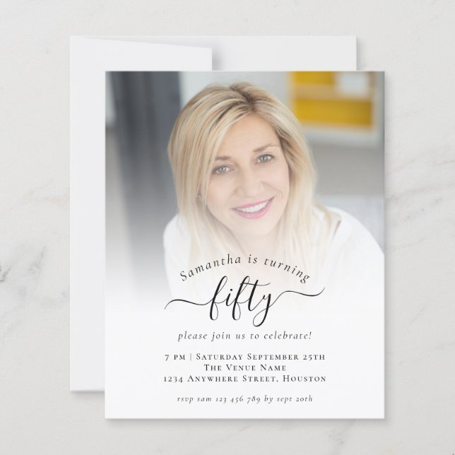 Convite de aniversário 50th do Script de Fotografi (Frente)