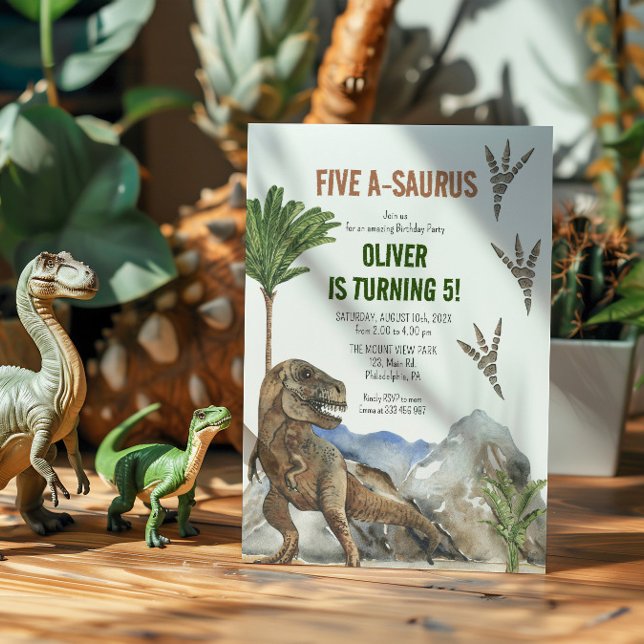 Convite de aniversário 5 do Dinossauro (Criador carregado)