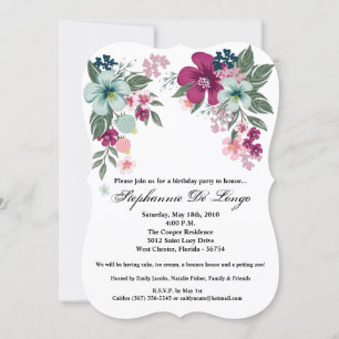Convite de Aniversário 5x7 Flor Tropical em Branco