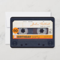Convite de aniversário 60º da fita cassete retroat