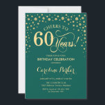 convite de aniversário 60 - Verde Dourado<br><div class="desc">60º Convite de aniversário. Design elegante com ouro brilhante e verde. Saúde para 60 anos! Envie-me uma mensagem se precisar de mais personalização.</div>