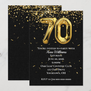 Convite de aniversário 70 de Balões de Folha de