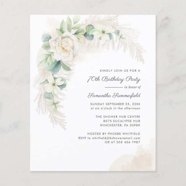 Convite de aniversário 70 de orçamento botânico (Frente)